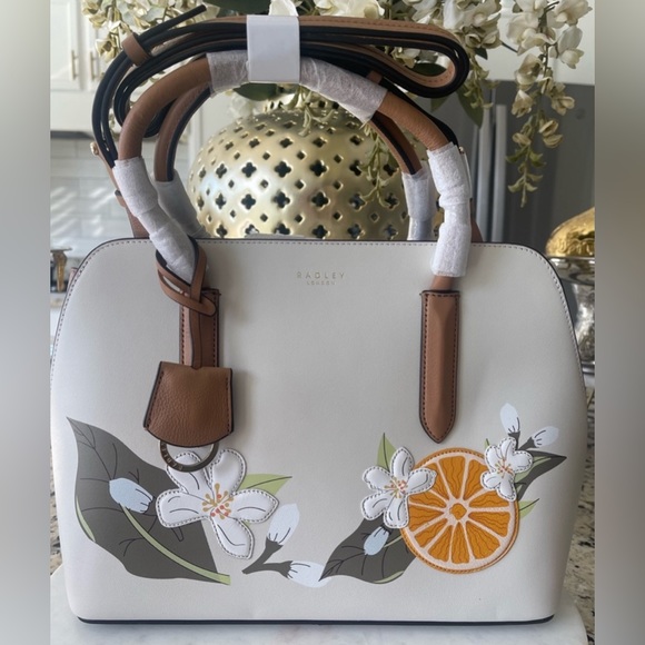 Radley London Liverpool Street 2.0 Orange Blossom Leather Multiway Ivory Handbag - Picture 10 of 16